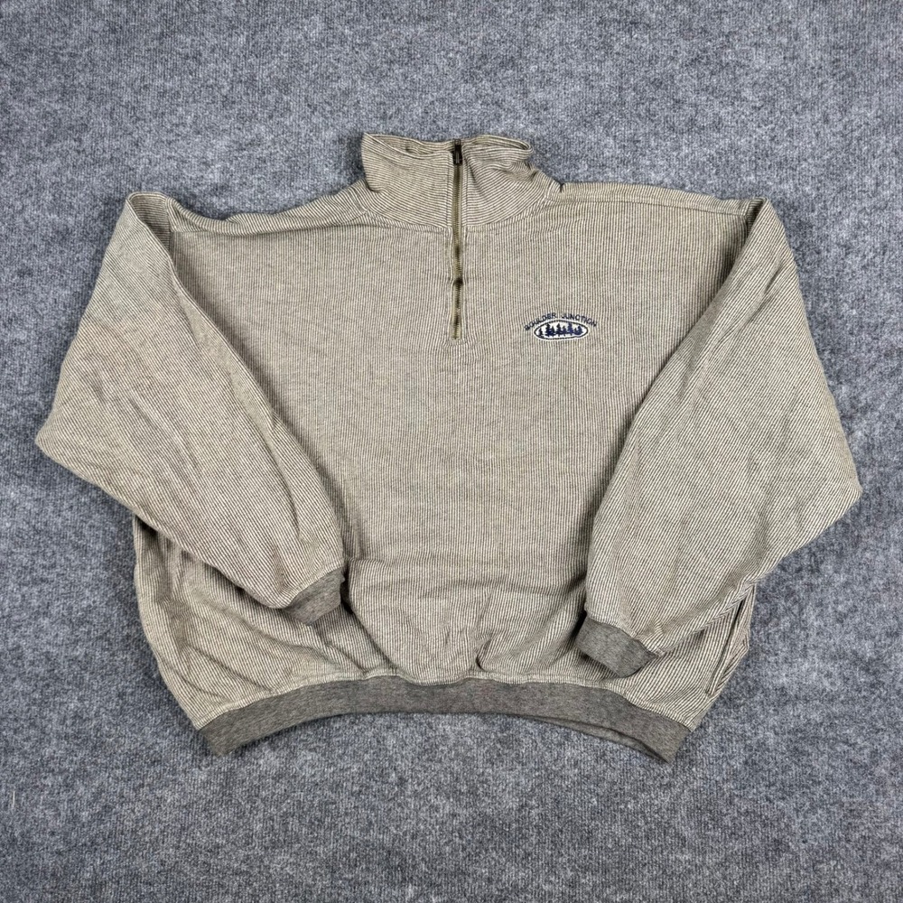 Camp David Pullover Mens XL Tan Striped Ribbed Knit Quarter Zip USA Sweatshirt
